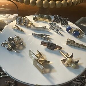 Vintage Cufflinks Tie Tack Tie Clips Tie Pin Marked 'Swank' -Anson 17 Pc